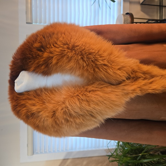 VTG Fox Fur Genuine Leather Shearling Penny Lane Coat XL Tan Brown Womens - Picture 3 of 14